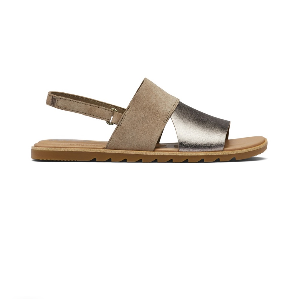 Sorel Tan and Silver Sandals with Slingback Design